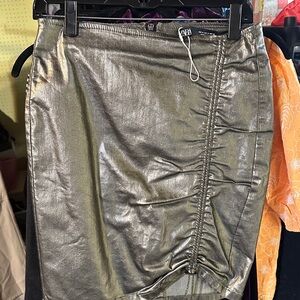 Zara Shimmering metallic Gold Pencil Skirt M
